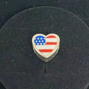 Pandora USA Country Heart Flag Charm Rhode Island Flag heart Charm Pendant